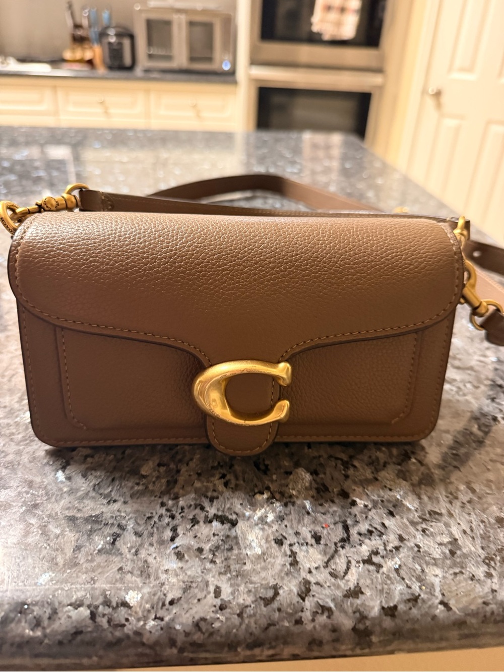 Coach Brown Pebbled Leather Crossbody with Gold 'C' Accent